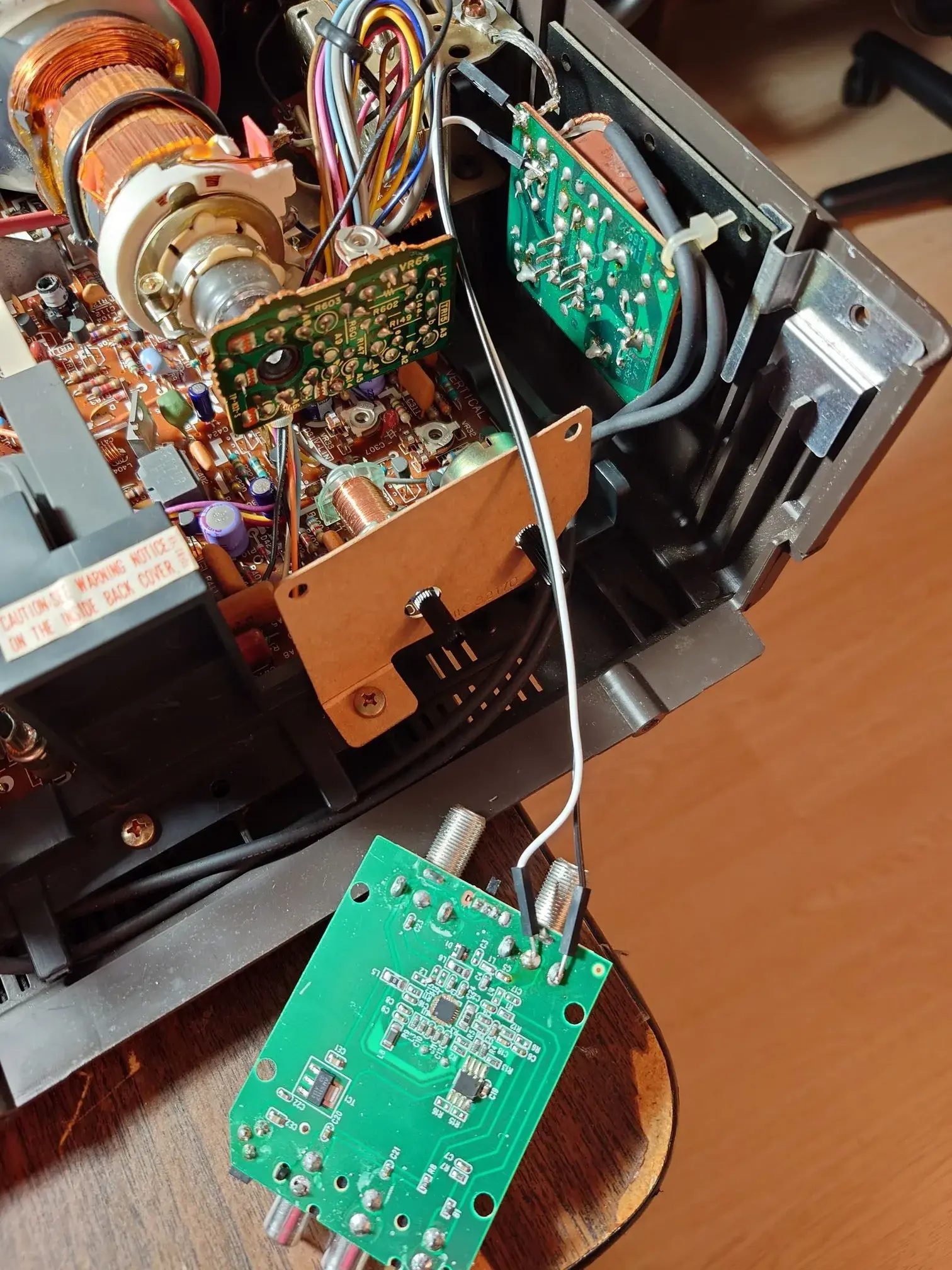 Wires soldered to a printed circuit board